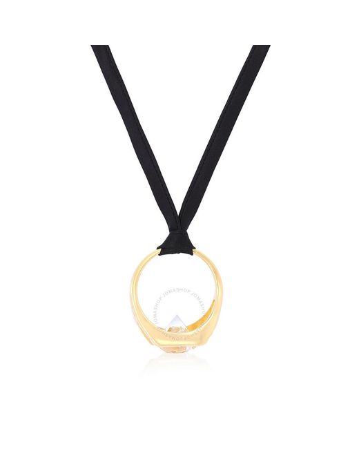 Burberry Metallic Gold-plated Ring Detail Silk Necklace