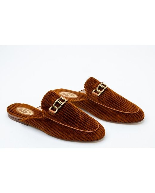 Tod's Brown Tod's Leather Flat Mules