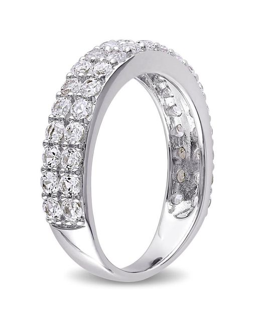 Amour Metallic Created Sapphire Double Row Ring