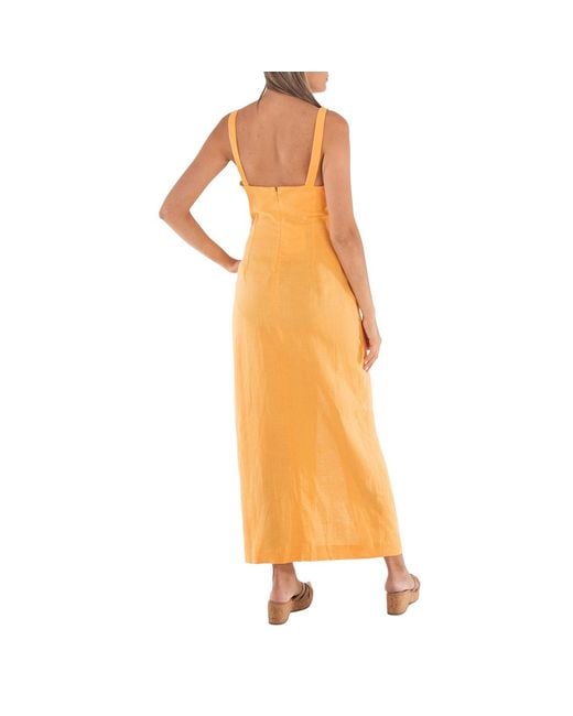 Nanushka Orange Draped Linen Midi Dress