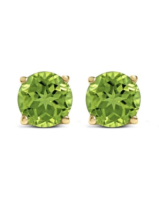 Haus of Brilliance Green 14K 5X5Mm Round Peridot Solitaire Stud Earrings