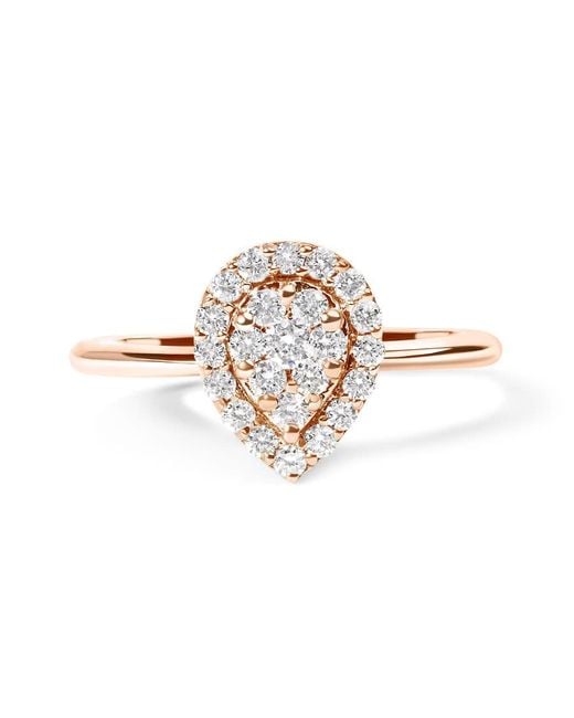 Haus of Brilliance White 10K Rose 3/8 Cttw Composite Diamond Pear Shaped Halo Promise Ring (I-J Color, I2-I3 Clarity)