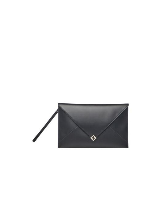 Fendi Black Large Squared Ff Pouch for men