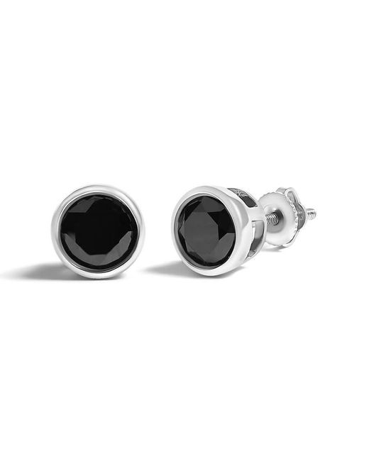 Haus of Brilliance Black 925 Sterling 1 1/4 Cttw Round Brilliant-Cut Diamond Stud Earrings With Screw Backs