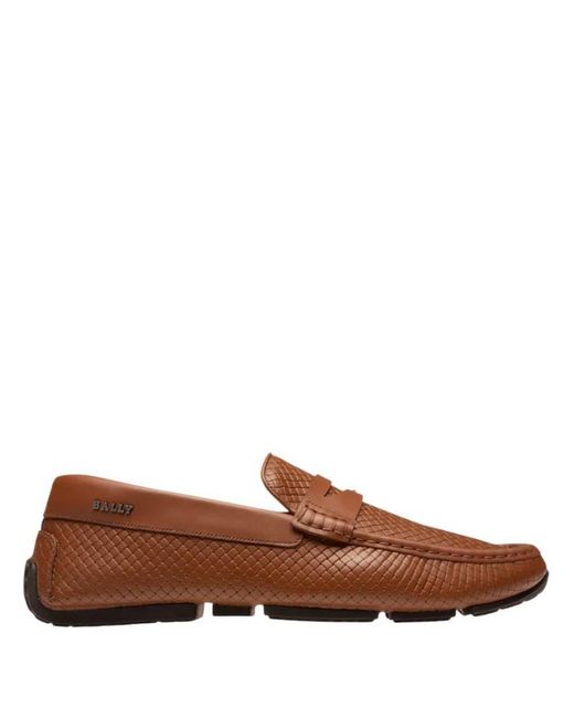 Bally Brown Park Woven Leather Drivers, Brand Size 5 Us for men