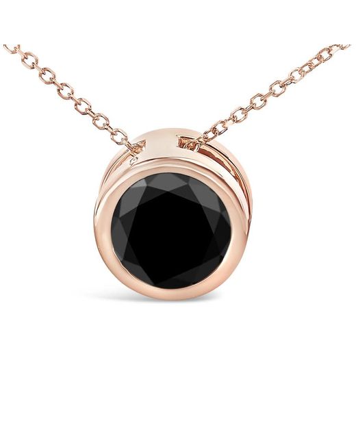 Haus of Brilliance Metallic 14K Rose 7.0 Cttw Bezel-Set Round Diamond Solitaire Pendant Necklace