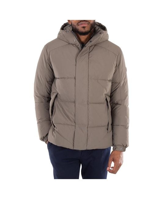 Save The Duck Gray Long Sleeve Hood Padded Jacket for men