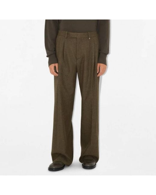 Burberry Green Brushed Wool Tailored Trousers, Brand Size 48 Waist for men