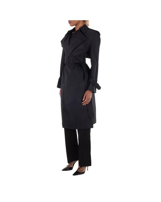 Burberry Black Silk Blend Double-Breasted Trench Coat, Brand Size 10 (Us