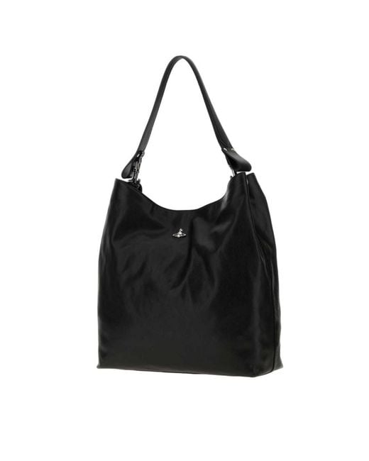 Vivienne Westwood Black Leather Large Lottie Shopping Bag Borse A Mano