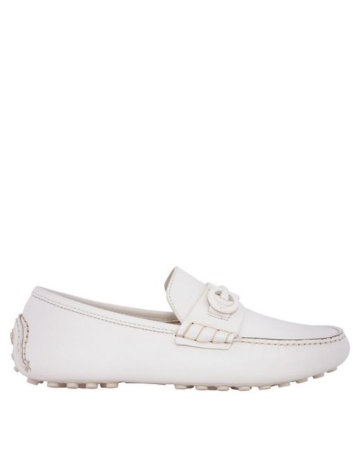 Ferragamo White Gancini Ornament Driver, Size 7 for men