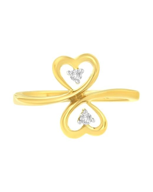 Haus of Brilliance Metallic 14Kt 1/20 Ctw. Dual Heart Diamond Ring (K-L, I1-I2)