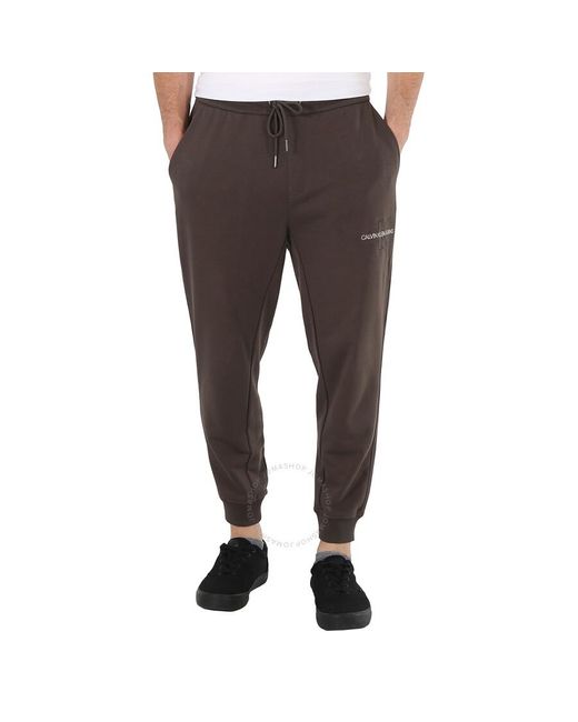 Calvin Klein Brown Organic Cotton Logo Sweat Pants for men