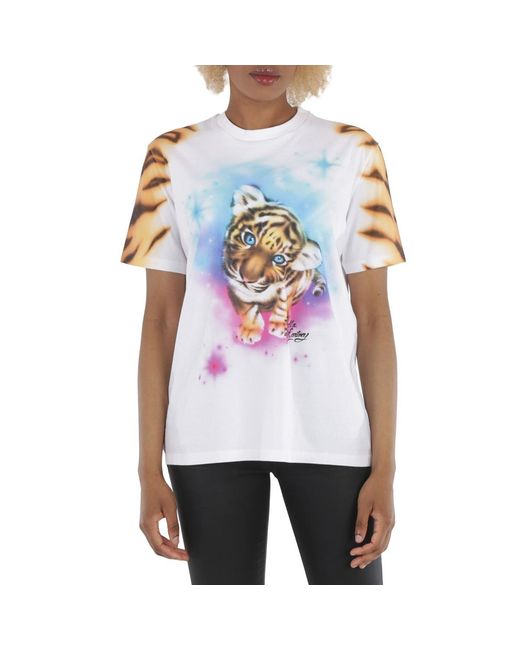 Stella McCartney White Ladies Tight Print Short Sleeve T-Shirt