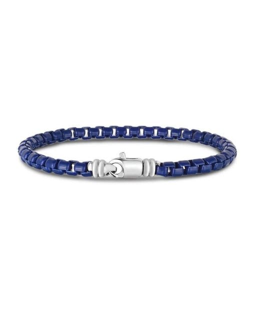 Tresorra Blue Sterling Enamel Box Link Bracelet