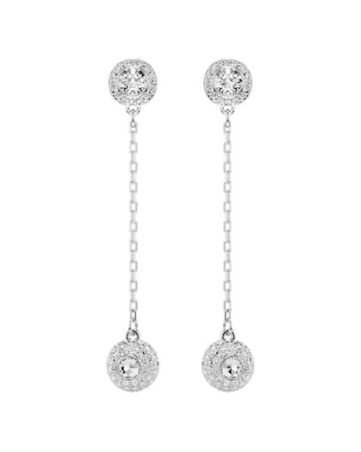 Swarovski White Una Angelic Rhodium Plated Drop Earrings