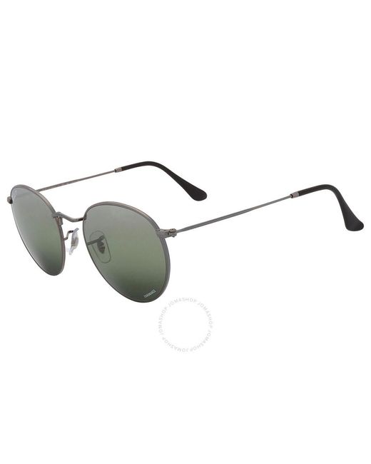 Ray-Ban Round Metal Chromance Silver/green Sunglasses Rb3447 004/g4 53 for men