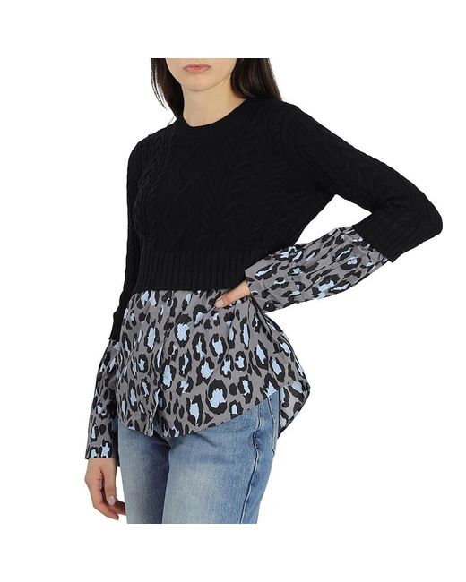 KENZO Black Ladies Sweats Pale Top Mixed With Knit