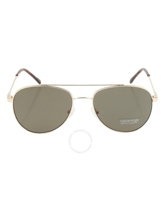 Calvin Klein Brown Green Pilot Sunglasses Ck20120s 717 55