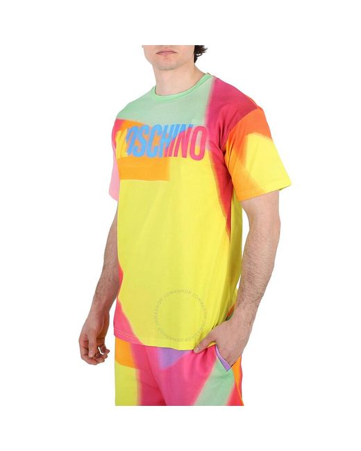 Moschino Pink Multi Colorblock Oversized Logo T-shirt for men
