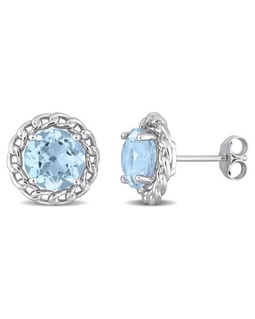 Amour Blue 4 3/4 Ct Tgw Sky Topaz Halo Earrings