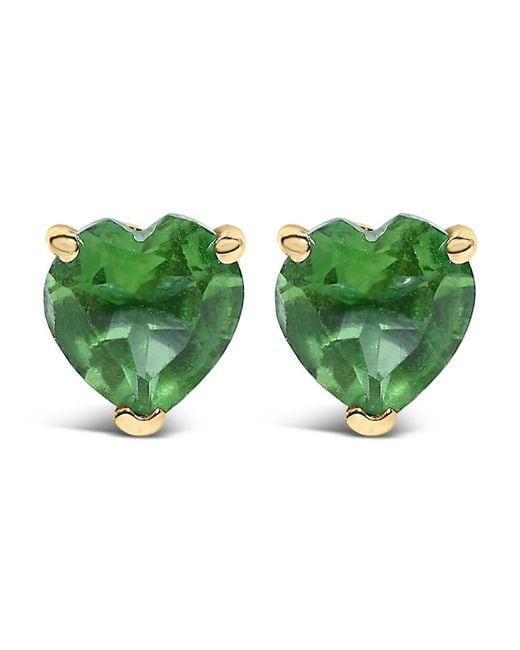Haus of Brilliance Green 14K 5Mm Heart Cut Emerald Solitaire Stud Earrings