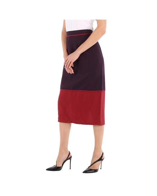 Sies Marjan Red Striped Panel Midi Skirt