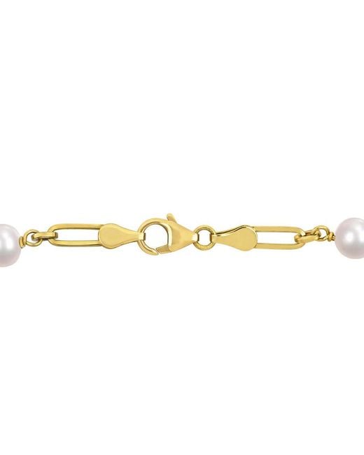 Amour Metallic 7-7.5Mm Cultured Freshwater Pearl Station Link Bracelet