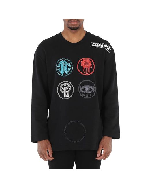 Roberto Cavalli Black Embroidered Lucky Symbols Sweatshirt for men