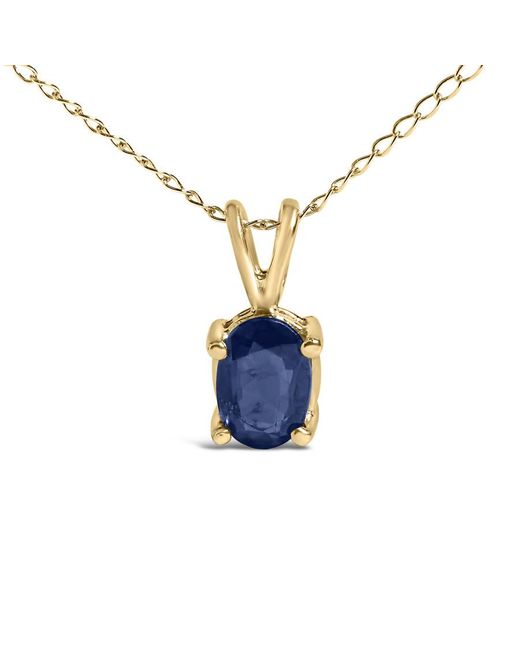 Haus of Brilliance Metallic 14K 6X4Mm Oval Shaped Sapphire Solitaire Pendant Necklace