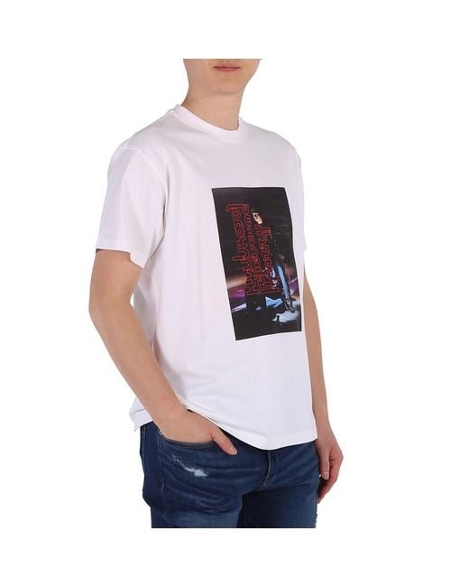 Burberry White Optic Photo Print Cotton T-Shirt for men