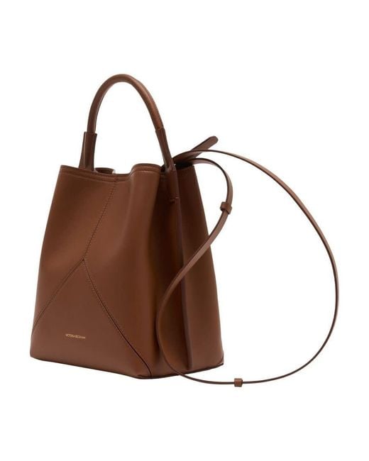 Victoria Beckham Brown Calfskin Leather Bucket Bag