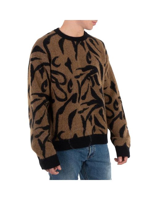 Nanushka Brown Toine Crew Neck Abstract Print Sweater for men