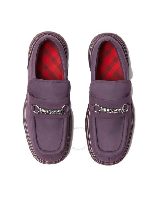 Burberry Purple Nubuck Creeper Clamp Loafers, Brand Size 36 Us