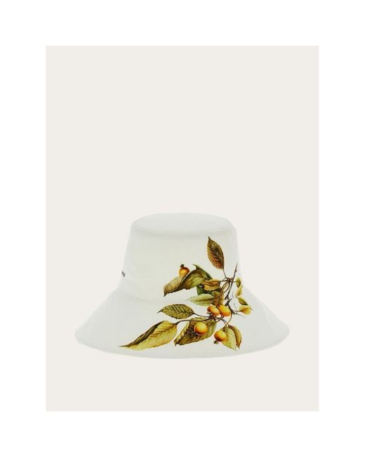 Ferragamo Yellow Off Cotton Bucket Hat for men