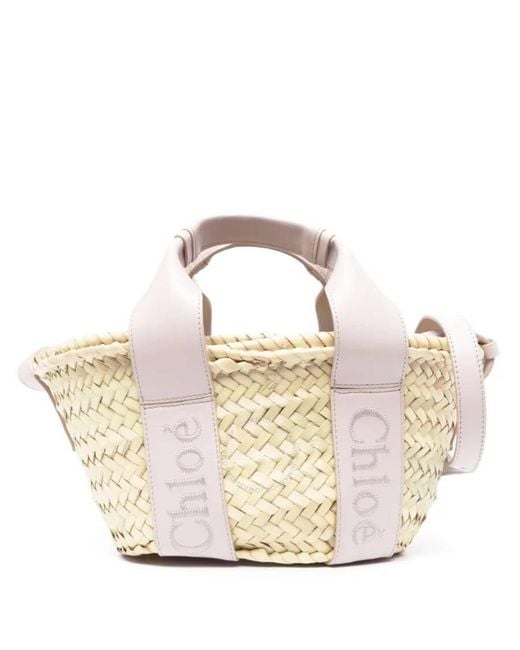 CHLOE クロエ Small Sense Raffia Handbag ベージュ Chloé Raffia Tote Bag