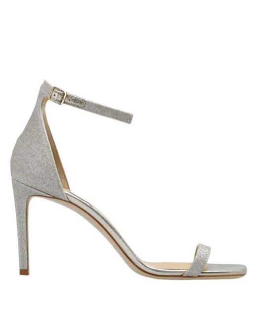 Jimmy Choo White Platinum Ice Alva 85 Glitter Sandals