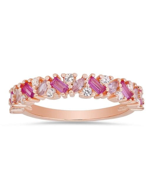 Kylie Harper Pink 14K Rose Over Multi Shape Sapphire Ombre Band Ring