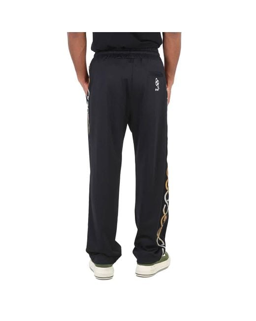 Gcds Black Reflective Print Relaxed Fittrack Pants for men