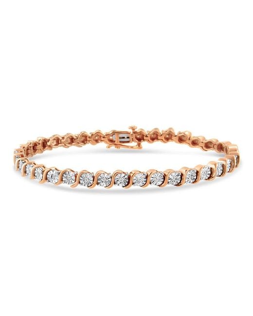 Haus of Brilliance Brown 14k Re Gold Plated .925 Sterling Silver 1/4 Cttw Diamond Round ''s'' Link Tennis Bracelet