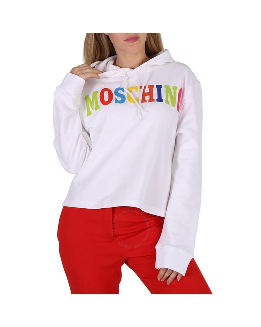 Moschino Red Fantasy Print Logo Cotton Cotton Sweatshirt