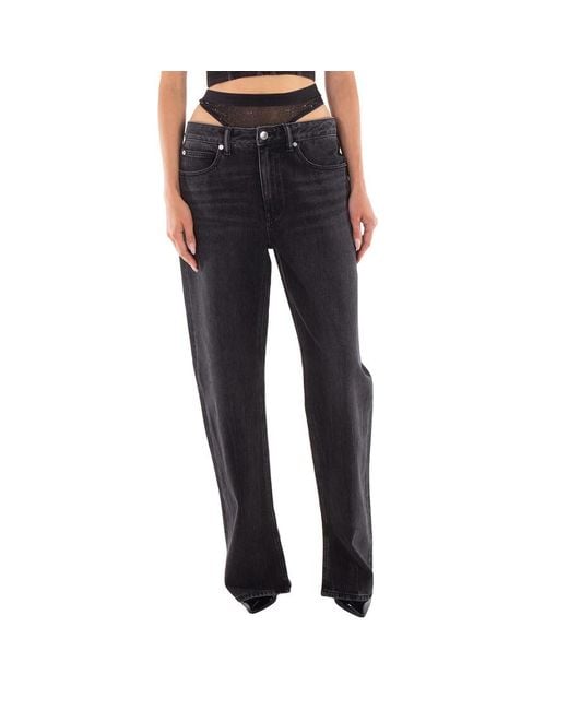 Alexander Wang Blue Slit Hem Jeans With Prestyle Hotfix Undie, Waist