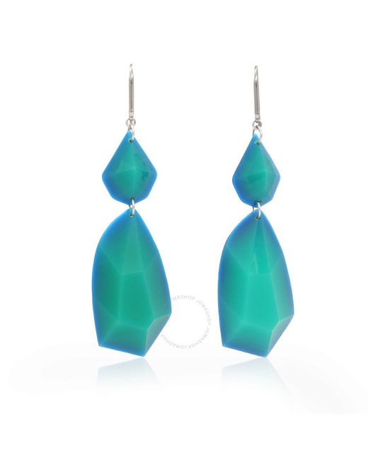 Isabel Marant Blue Green/silver Boucle D'oreill Resin Drop Earrings