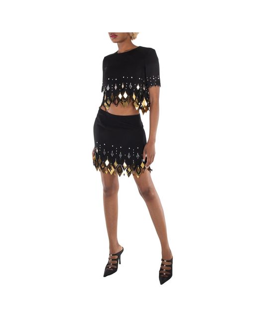 Rabanne Black Ladies Embellished Crop Top, Brand Size 34 (Us