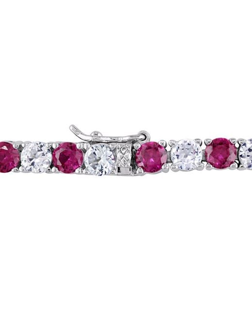 Amour White 14 1/2 Ct Tgw Created Ruby And Created Sapphire Bracelet for men