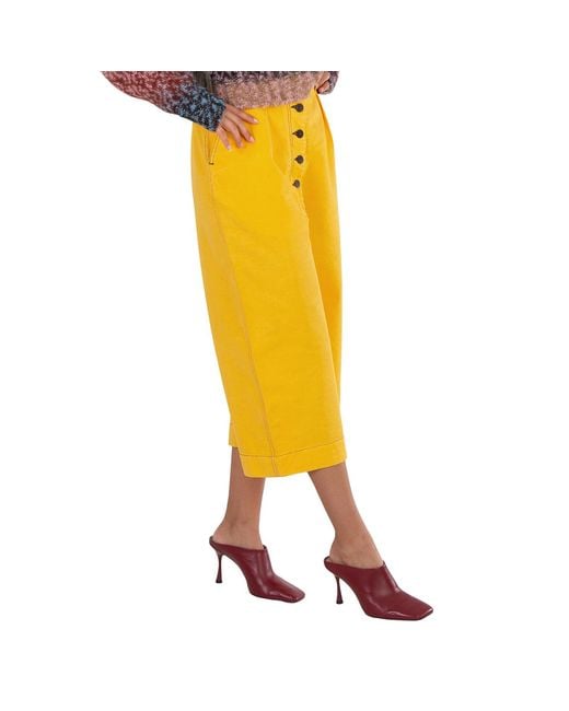 Loewe Yellow Contrast Stitch Culottes, Brand Size 36 (Us