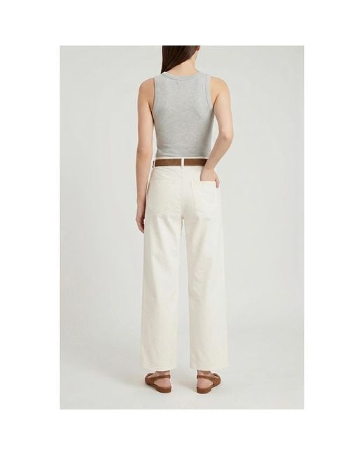 Brunello Cucinelli White Off Wide Leg Trousers, Brand Size 46 (Us