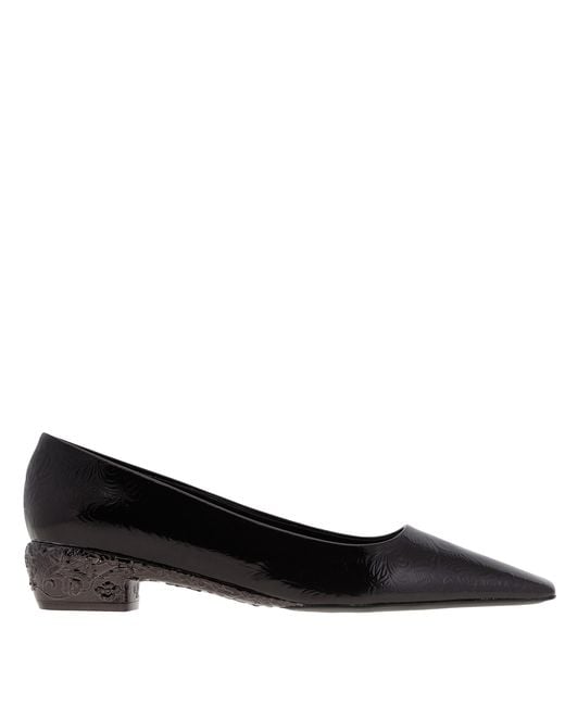 Ferragamo Black Riace Laminated Leather Pumps