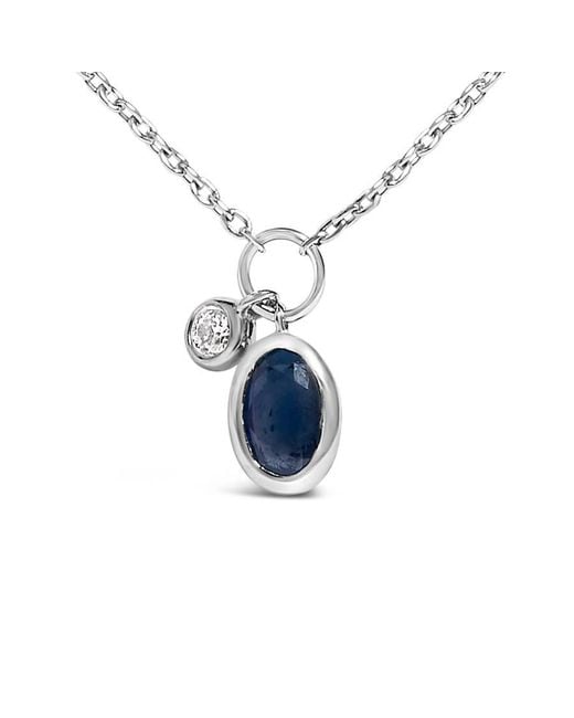 Haus of Brilliance Metallic 10K Oval Sapphire And Diamond Double Charm Pendant Necklace for men