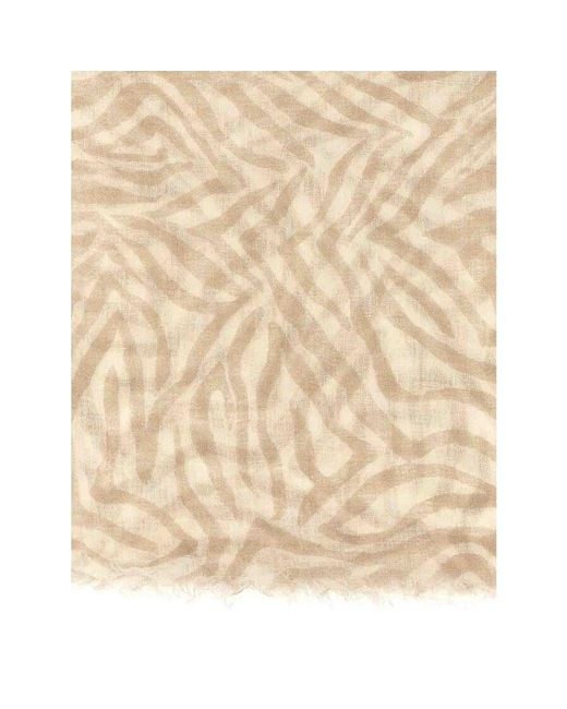 Brunello Cucinelli Natural Linen Patterned Scarf